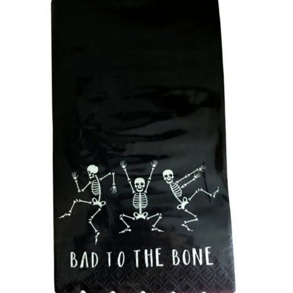 Halloween Paper Dinner Napkins Buffet Towels Skeletons 32 CT Black Decoupage